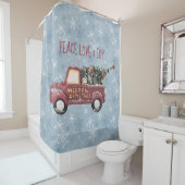 Rideaux De Douche Peace Love & Joy Toy Camion Joyeux Noël (En situation)
