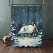 Rideaux De Douche Peaceful Cabin Christmas Shower Curtain