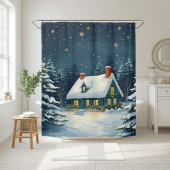Rideaux De Douche Peaceful Cabin Christmas Shower Curtain