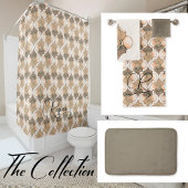 Rideaux De Douche Peach Custom Name Watercolor Geometric Pattern 