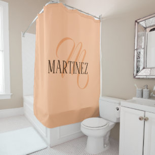 Rideaux De Douche Peach Fuzz Nom Personnalisé Élégant