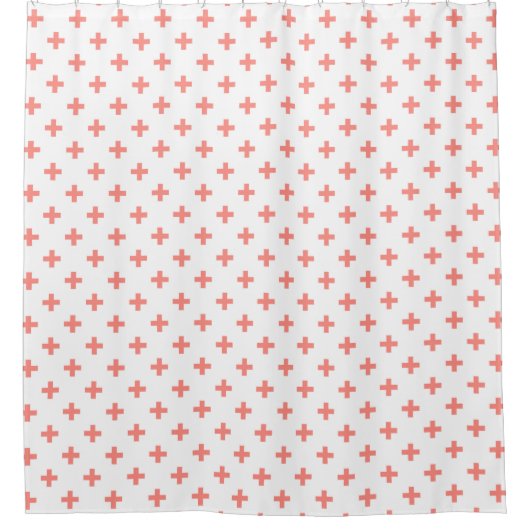 Rideaux De Douche Peach polka croise sur blanc (Devant)