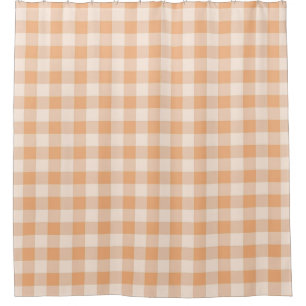 Rideaux De Douche Peach White À damiers En vichy Motif