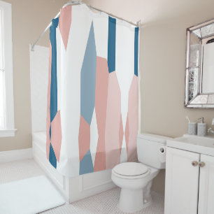 Rideaux De Douche Peachy rose bleu et blanc Abstrait