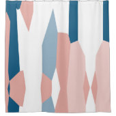 Rideaux De Douche Peachy rose bleu et blanc Abstrait (Devant)