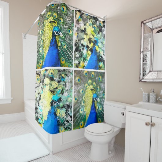 Rideaux De Douche Peacock Art (En situation)