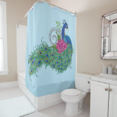 Rideaux De Douche Peacock Blue Lotus Fleur Henné (En situation)