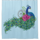 Rideaux De Douche Peacock Blue Lotus Fleur Henné (Devant)