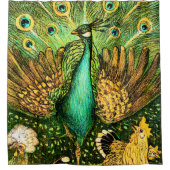 Rideaux De Douche Peacock et poulets Art nouveau néerlandais (Devant)