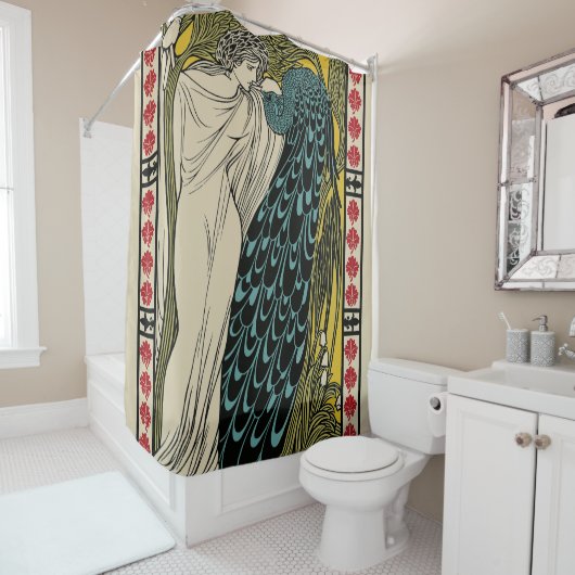 Rideaux De Douche Peacock Fine Art Bird Nouveau (En situation)