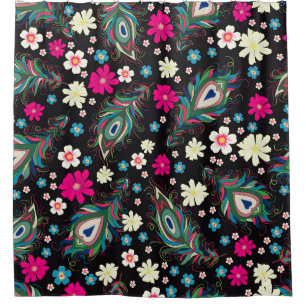 Rideaux De Douche Peacock Plumes Broderie Motif sans fil