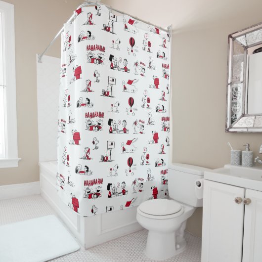 Rideaux De Douche PEANUTS | Motif rouge et noir (En situation)