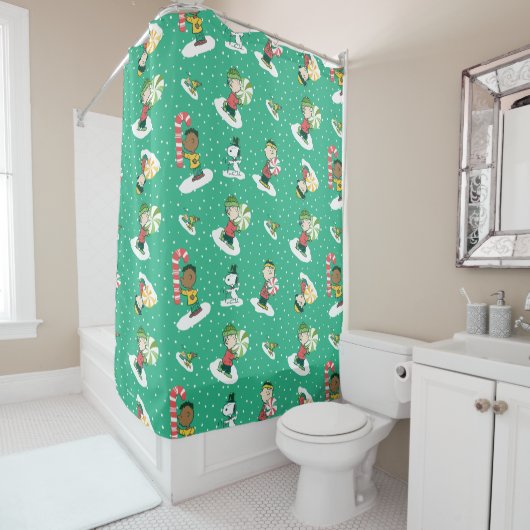 Rideaux De Douche Peanuts Peppermint Dreams Snowflake Motif (En situation)