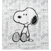Rideaux De Douche PEANUTS | Snoopy on Black White Comics (Devant)