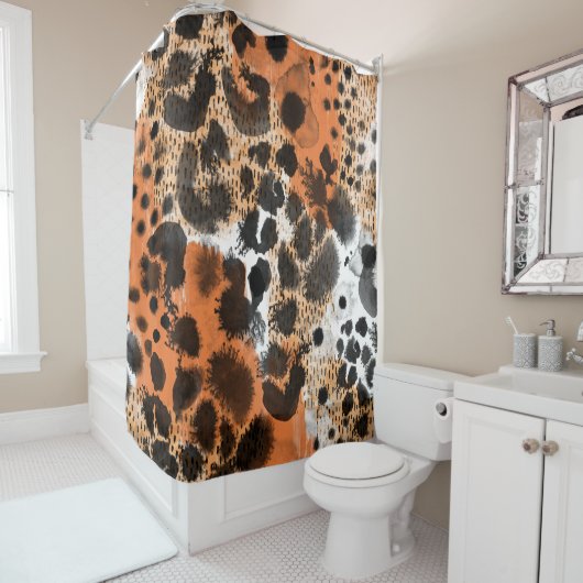 Rideaux De Douche Peau animale : motif léopard créatif. (En situation)
