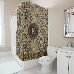 Rideaux De Douche Peau léopard Imprimer Motif initial personnalisé