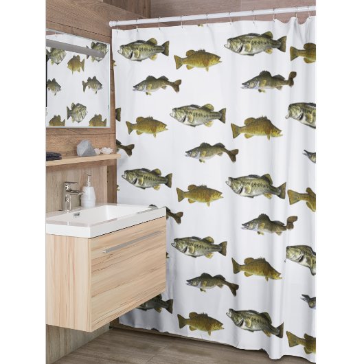 Rideaux De Douche Pêche à thème Walleye Bass Angler Motif masculin
