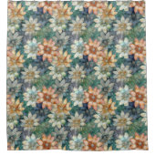Rideaux De Douche Pêche Blanc Bleu Vert Floral (Devant)