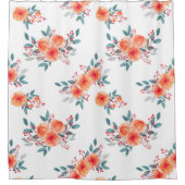 Rideaux De Douche Pêche élégante et floral vert (Devant)