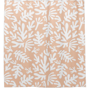 Rideaux De Douche Pêche et blanc Boho abstrait Motif moderne
