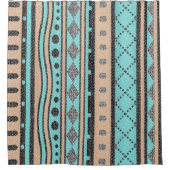 Rideaux De Douche Pêche Et Motif Tribal Turquoise (Devant)