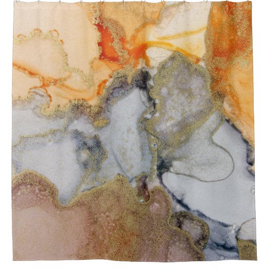 Rideaux De Douche Pêche gris marbré Abstrait (Devant)