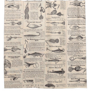 Rideaux De Douche Pêche vintage leures : pêcheur d'antiquité des ann