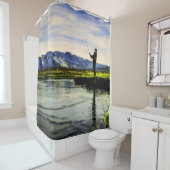 Rideaux De Douche Pêcheur du lac Mountain (En situation)