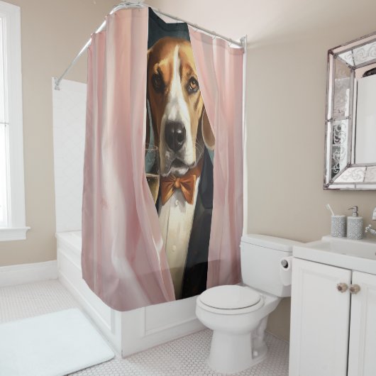 Rideaux De Douche Peekaboo pour chien personnalisé (En situation)