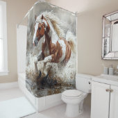 Rideaux De Douche Peindre Un Cheval Qui Traverse L'Eau (En situation)