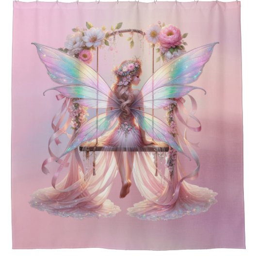 Rideaux De Douche Peine rose douce Doux Swing Fée Princesse Filles (Devant)