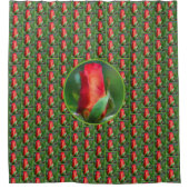 Rideaux De Douche Peinture à l'aquarelle rouge Rosebud (Devant)