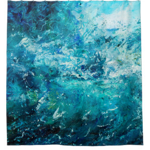 Rideaux De Douche Peinture à l'huile abstraite montrant des vagues