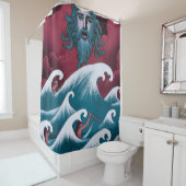 Rideaux De Douche Peinture à l'huile de Neptune Crimson (En situation)