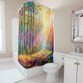 Rideaux De Douche peinture à l'huile magnifique forêt en automne, pi (En situation)