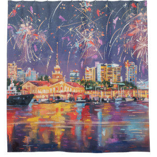 Rideaux De Douche Peinture à l'huile sur la toile du port de Sotchi