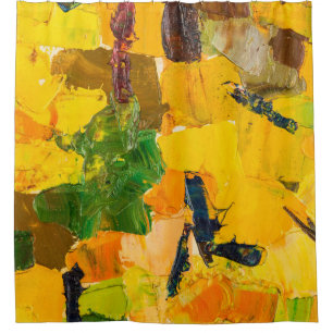Rideaux De Douche Peinture Abstraite à l'huile jaune
