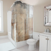 Rideaux De Douche Peinture Abstraite Brown et beige abstraite, doule (En situation)