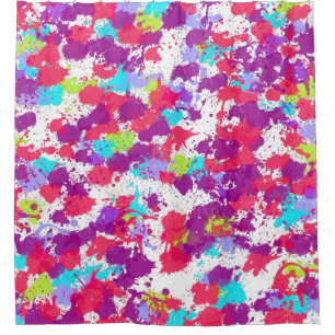 Rideaux De Douche Peinture Abstraite colorée, rouge et violet