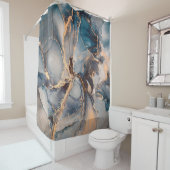 Rideaux De Douche Peinture abstraite de luxe en encre d'alcool (En situation)