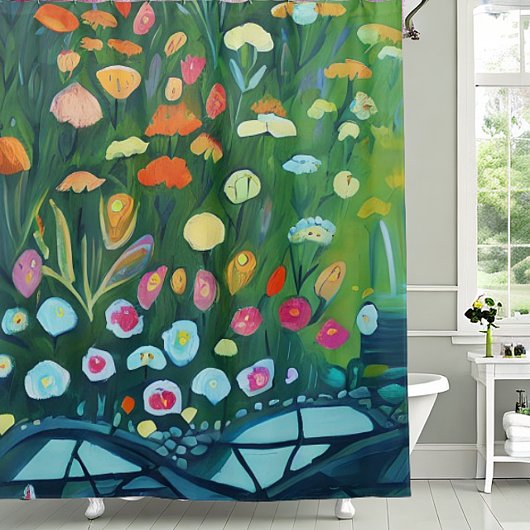 Rideaux De Douche Peinture Abstraite du jardin