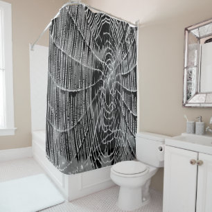 Rideaux De Douche Peinture Abstraite D'Une Cobweb Blanc Gris Sur Noi