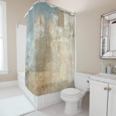 Rideaux De Douche Peinture Abstraite gris et beige abstraite, art, (En situation)