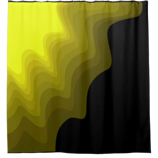Rideaux De Douche Peinture abstraite noire et jaune (Devant)