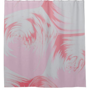 RIDEAUX DE DOUCHE PEINTURE ABSTRAITE ROSE ET BLANCHE