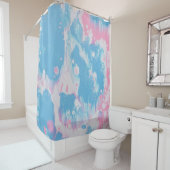 RIDEAUX DE DOUCHE PEINTURE ABSTRAITE ROSE ET BLEUE (En situation)