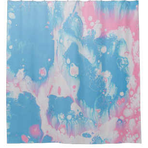 RIDEAUX DE DOUCHE PEINTURE ABSTRAITE ROSE ET BLEUE