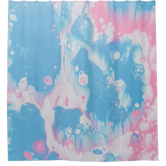 RIDEAUX DE DOUCHE PEINTURE ABSTRAITE ROSE ET BLEUE (Devant)