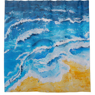 Rideaux De Douche Peinture acrylique sur la mer et la plage sur le s