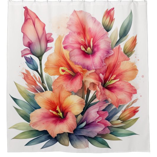 Rideaux De Douche Peinture aquarelle de Gladiolas (Devant)